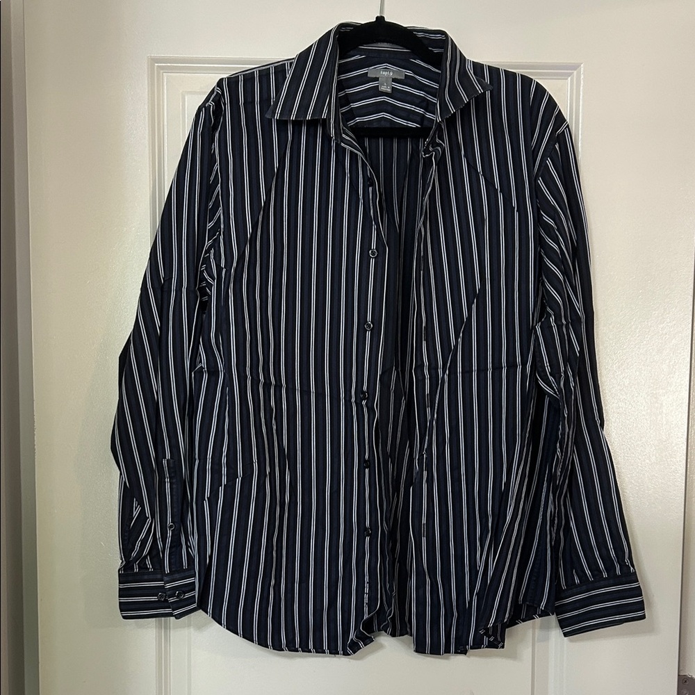 Apt. 9 Men's Black and White Striped Button Down Shirt